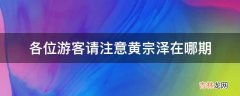 各位游客请注意黄宗泽在哪期?