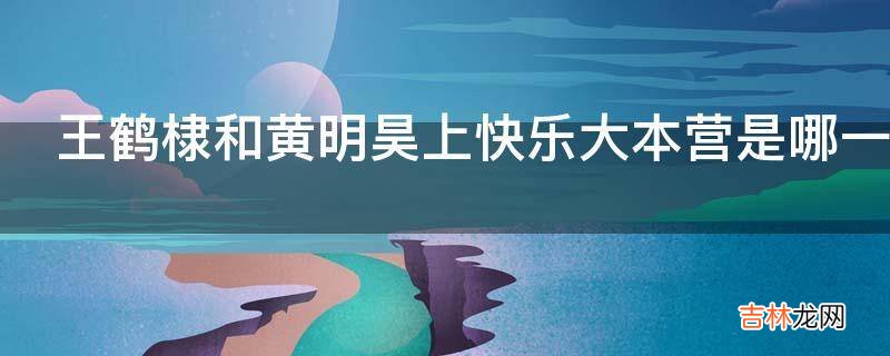 王鹤棣和黄明昊上快乐大本营是哪一期?