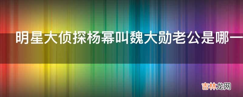 明星大侦探杨幂叫魏大勋老公是哪一期?