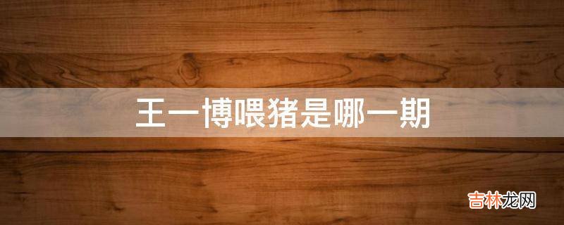 王一博喂猪是哪一期?