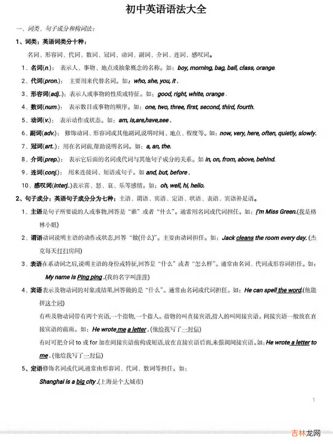 初中英语语法大全