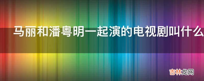 马丽和潘粤明一起演的电视剧叫什么?