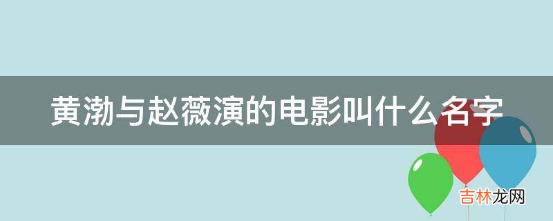 黄渤与赵薇演的电影叫什么名字?