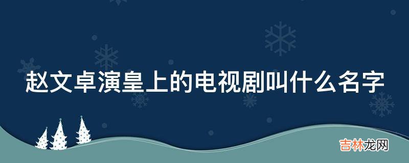 赵文卓演皇上的电视剧叫什么名字?