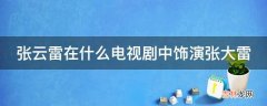 张云雷在什么电视剧中饰演张大雷?