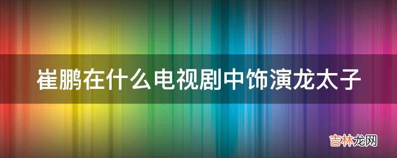 崔鹏在什么电视剧中饰演龙太子?