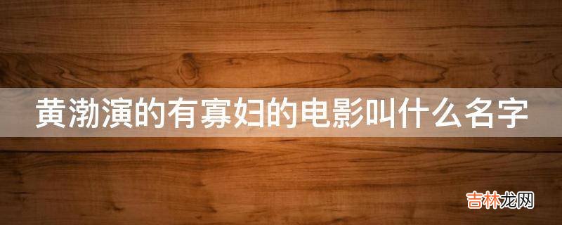 黄渤演的有寡妇的电影叫什么名字?