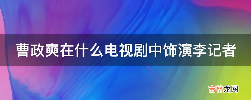 曹政奭在什么电视剧中饰演李记者?