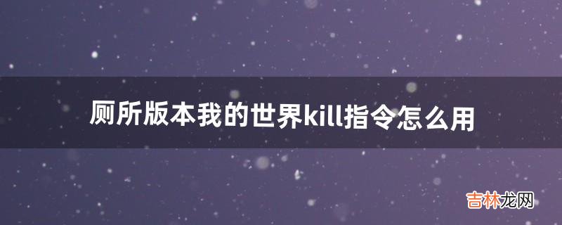 厕所版本我的世界kill指令怎么用(我的世界洗手台指令)