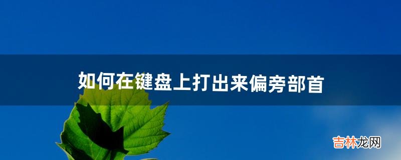 如何在键盘上打出来偏旁部首（如何输入偏旁部首)