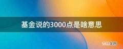 基金说的3000点是啥意思?