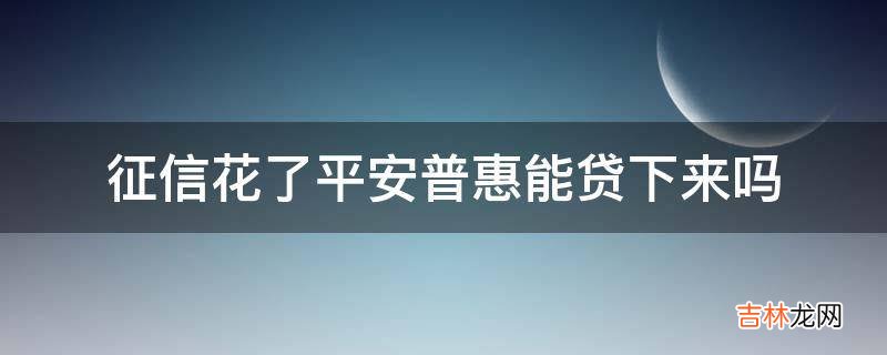 征信花了平安普惠能贷下来吗?