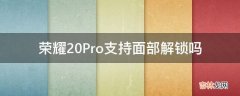 荣耀20Pro支持面部解锁吗?