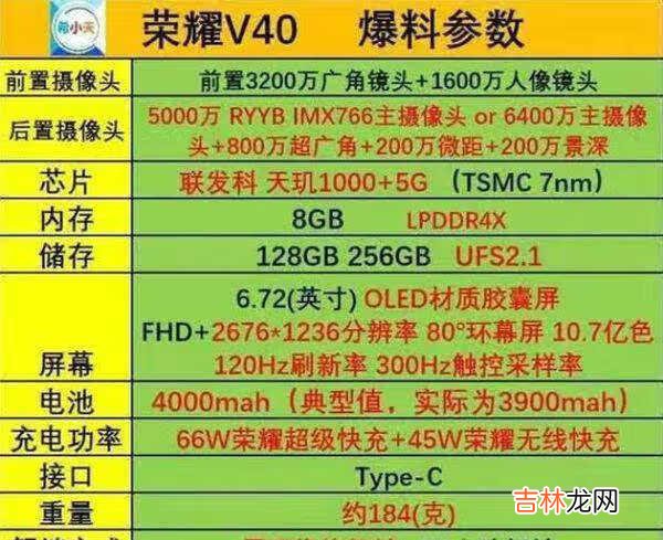 荣耀v40参数及报价_荣耀v40价格