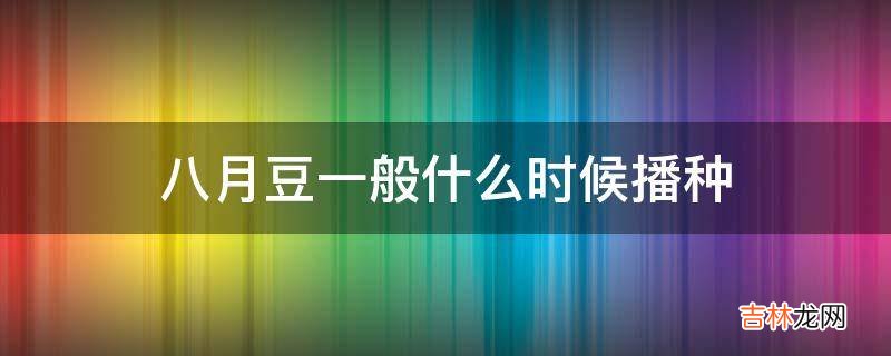 八月豆一般什么时候播种?