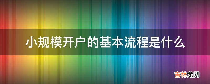 小规模开户的基本流程是什么?