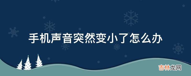 手机声音突然变小了怎么办?