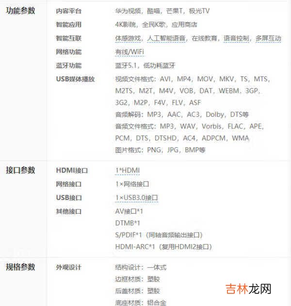 华为智慧屏s65pro参数