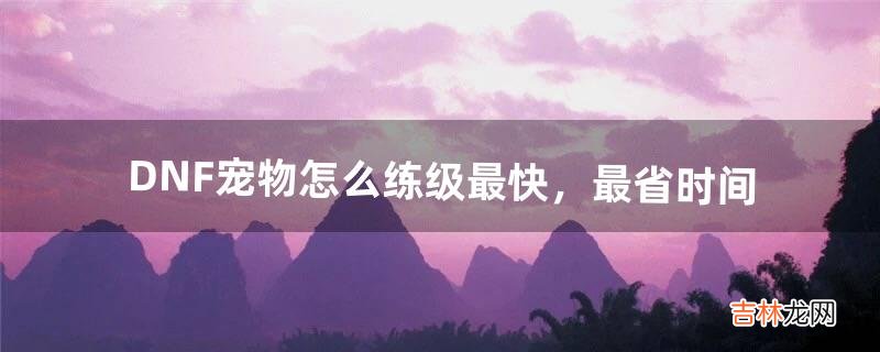 DNF宠物怎么练级最快,最省时间(dnf练级最快方法)