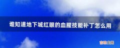 谁知道地下城红眼的血腥技能补丁怎么用（地下城与勇士红眼技能怎么是黑色)