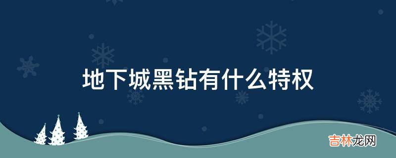 地下城黑钻有什么特权?