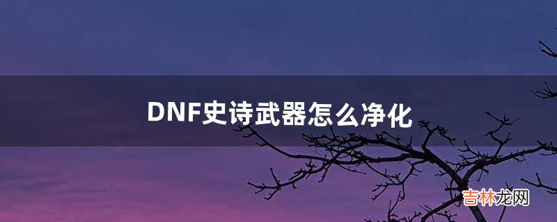 DNF史诗武器怎么净化（dnf如何净化武器)