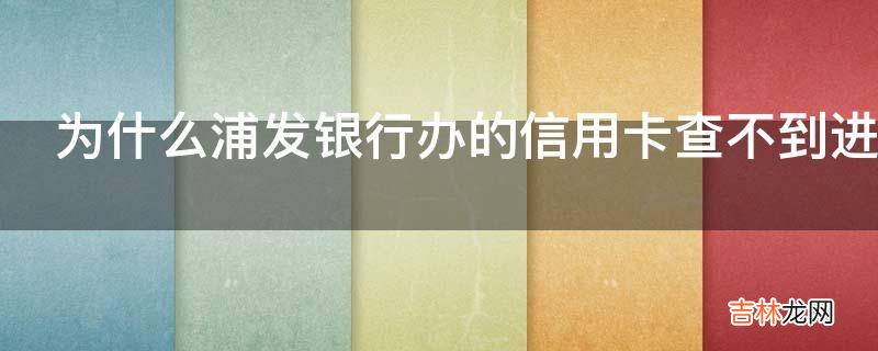 为什么浦发银行办的信用卡查不到进度?