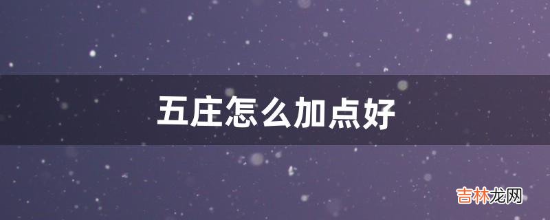 五庄怎么加点好（五庄打图怎么做到全程无消耗)