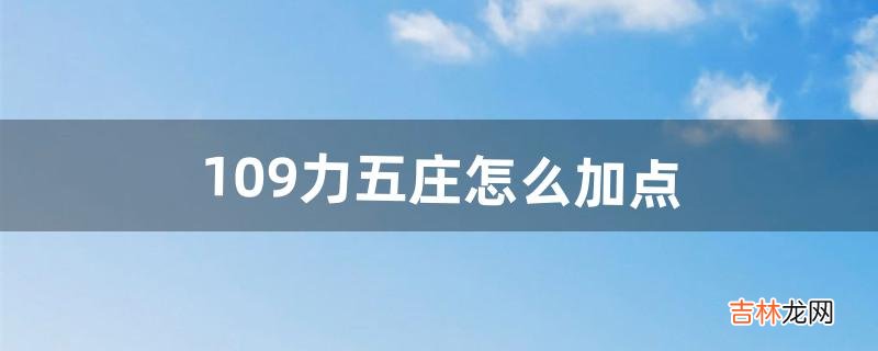 109力五庄怎么加点（力五庄怎么加点最好)