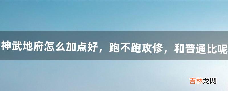 神武地府怎么加点好,跑不跑攻修,和普通比呢