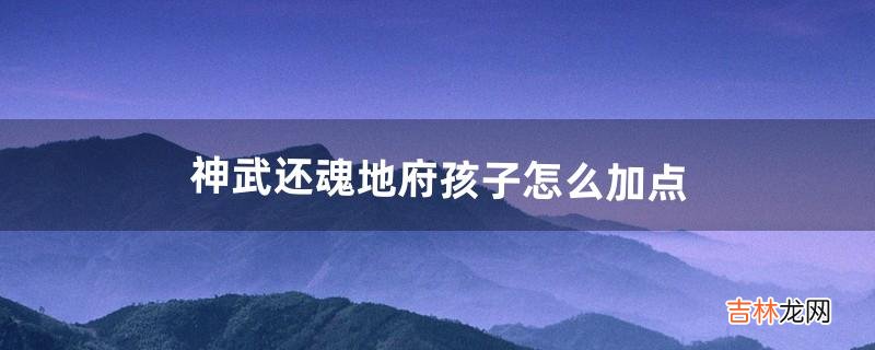 神武还魂地府孩子怎么加点(神武4地府怎么加点比较厉害)