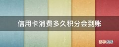 信用卡消费多久积分会到账?