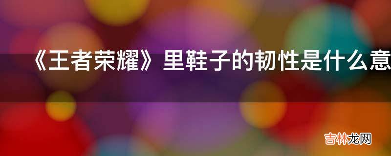 《王者荣耀》里鞋子的韧性是什么意思?