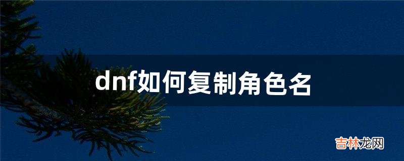 dnf如何复制角色名（dnf怎么输入角色名字)