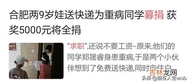 合肥俩九岁小学生，用免费送快递的方式为身患重病的同校学生捐款，你怎么看