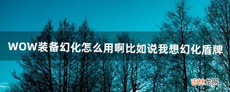 WOW装备幻化怎么用啊?比如说我想幻化盾牌