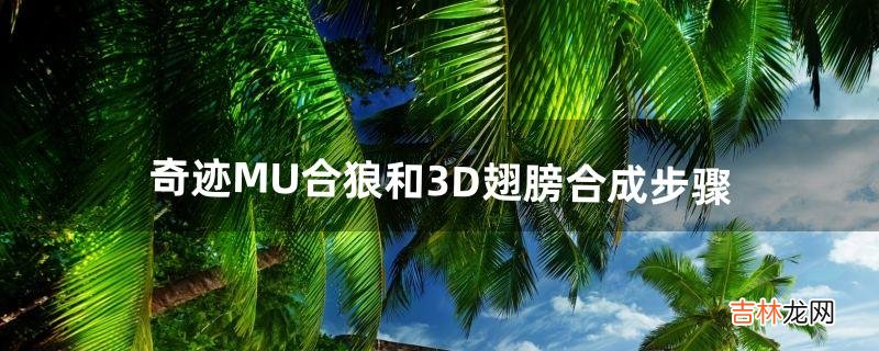 奇迹MU合狼和3D翅膀合成步骤(奇迹mu一代翅膀怎么合成)