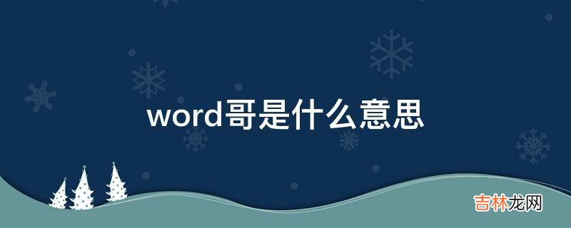 word哥是什么意思?