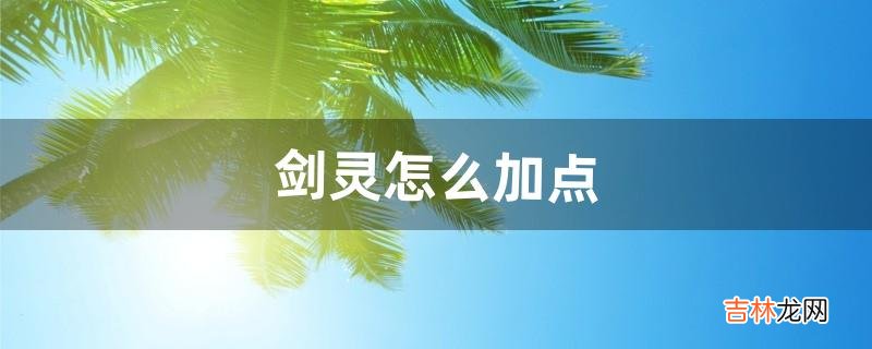 剑灵怎么加点(剑灵加点最新版本)