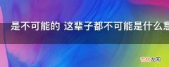 是不可能的 这辈子都不可能是什么意思?