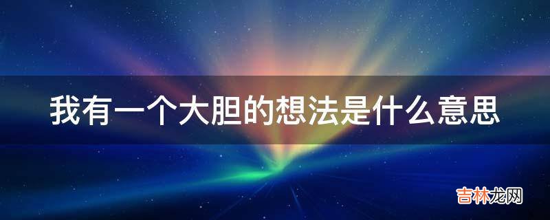 我有一个大胆的想法是什么意思?