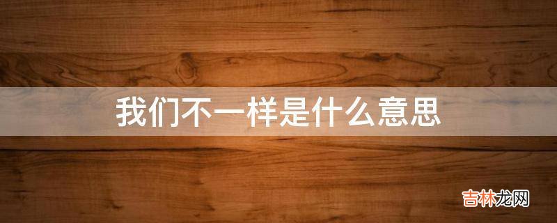 我们不一样是什么意思?