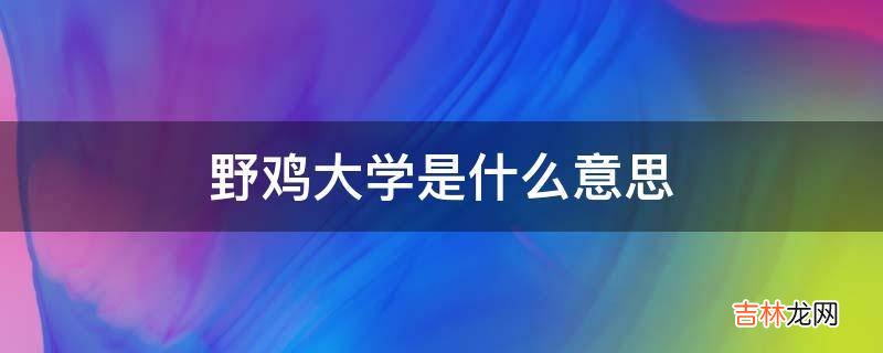 野鸡大学是什么意思?