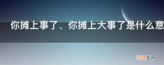 你摊上事了、你摊上大事了是什么意思?