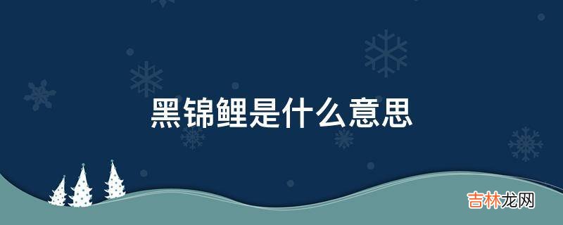 黑锦鲤是什么意思?