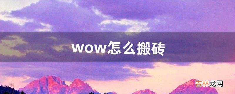 wow怎么搬砖（wow国际服搬砖)