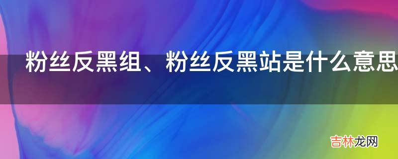 粉丝反黑组、粉丝反黑站是什么意思?