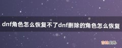 dnf角色怎么恢复不了?dnf删除的角色怎么恢复