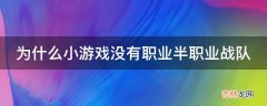 为什么小游戏没有职业半职业战队?