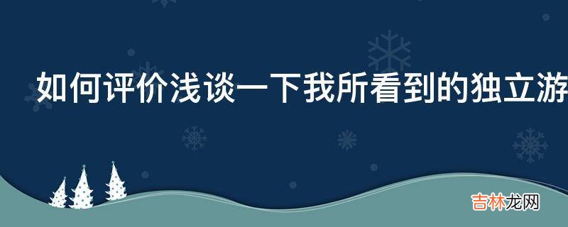 如何评价浅谈一下我所看到的独立游戏存在的问题一文?